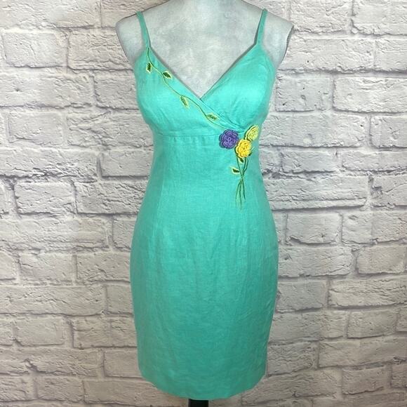 Vintage 90’s - Y2K linen bodycon dress by Deborah Laws - Picture 1 of 8